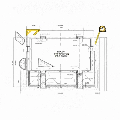 Architectural drawing of house foundations
