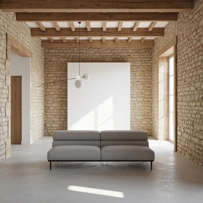 Modern interior design elements blended with old house features